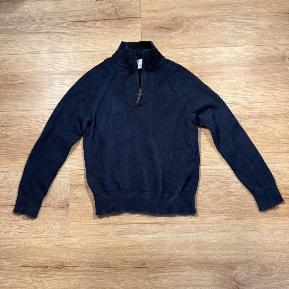 J. Crew Crewcuts Boys Navy pullover Cowl Neck 100% Cotton Sweater Size 6-7‎